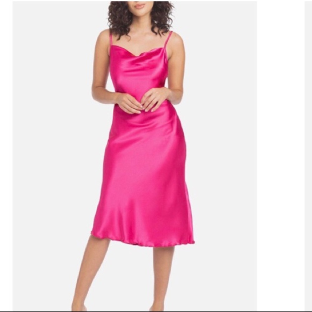 Bebe Dress Sleeveless Satin Midi - Picture 2 of 6
